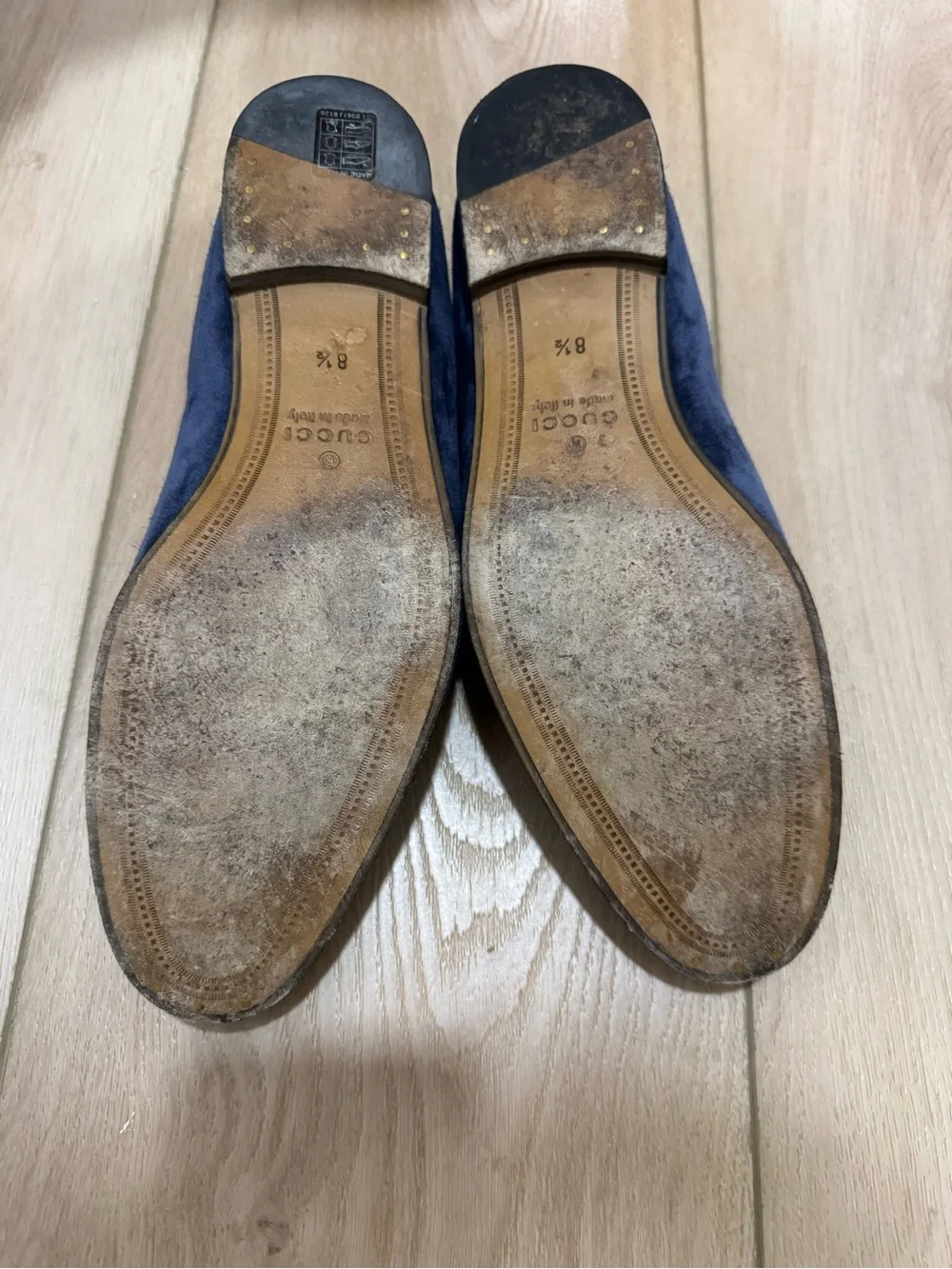 Gucci Navy Suede GG Horsebit Slip-On Loafers
